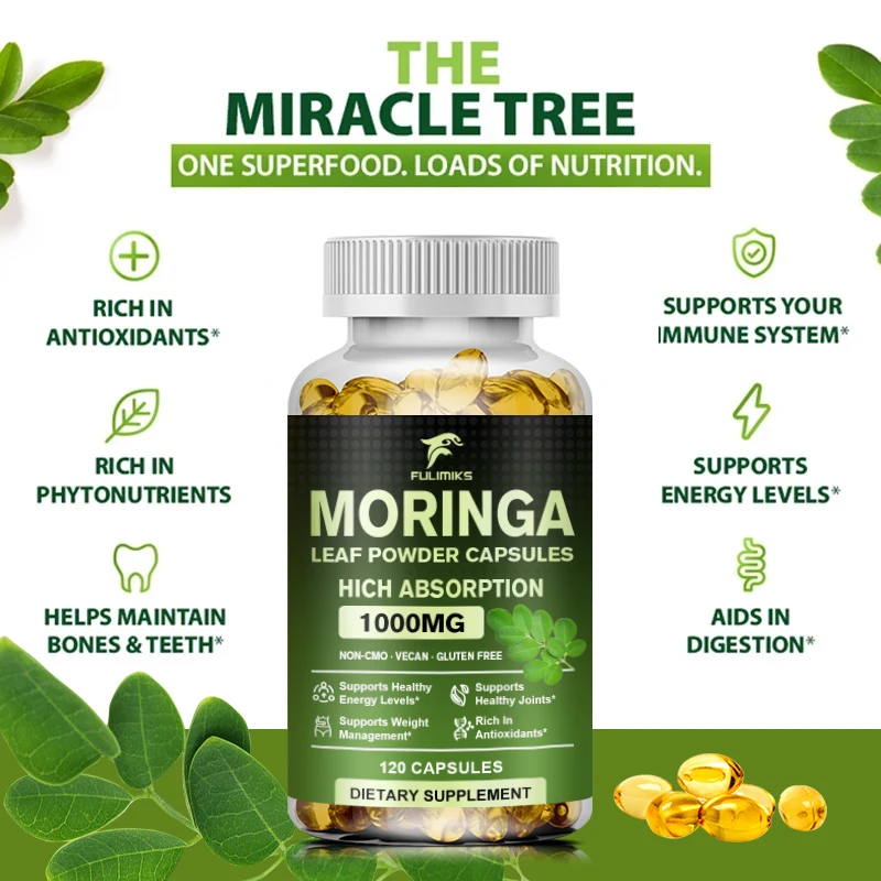 كبسولات مسحوق أوراق زيت الموري - مراجعة Moringa Leaf Powder وسعره